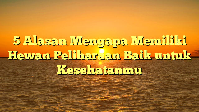 5 Alasan Mengapa Memiliki Hewan Peliharaan Baik untuk Kesehatanmu