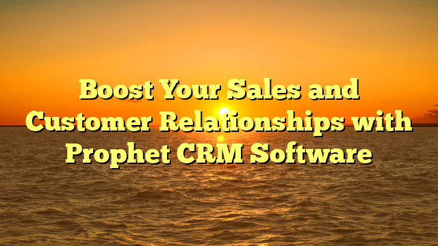 Boost Your Sales and Customer Relationships with Prophet CRM Software