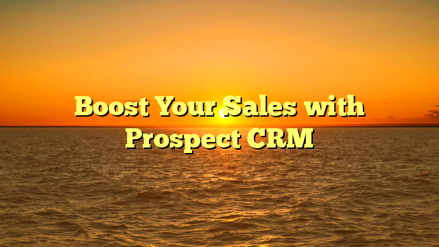 Boost Your Sales with Prospect CRM