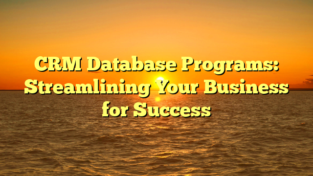 CRM Database Programs: Streamlining Your Business for Success