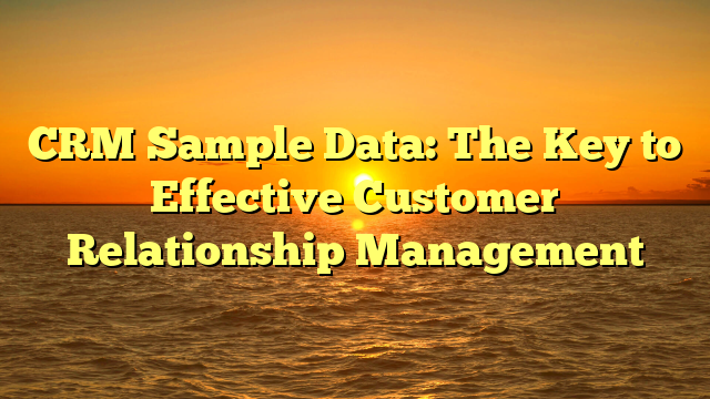 CRM Sample Data: The Key to Effective Customer Relationship Management