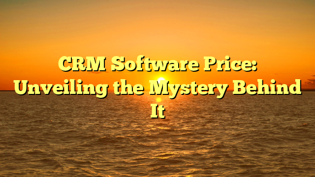 CRM Software Price: Unveiling the Mystery Behind It