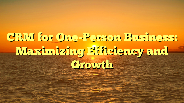 CRM for One-Person Business: Maximizing Efficiency and Growth