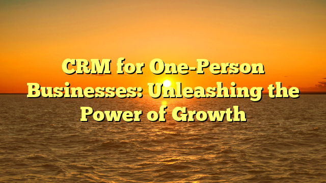 CRM for One-Person Businesses: Unleashing the Power of Growth