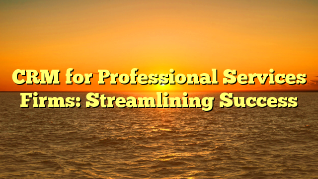 CRM for Professional Services Firms: Streamlining Success