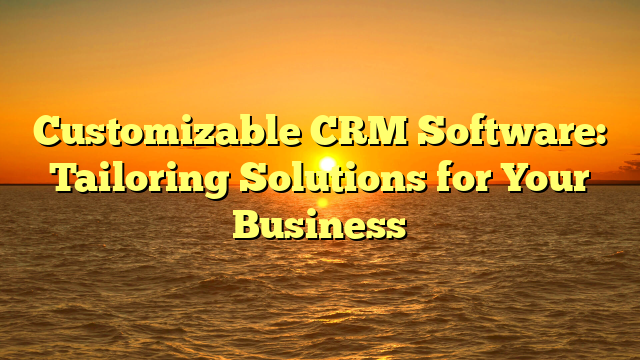 Customizable CRM Software: Tailoring Solutions for Your Business