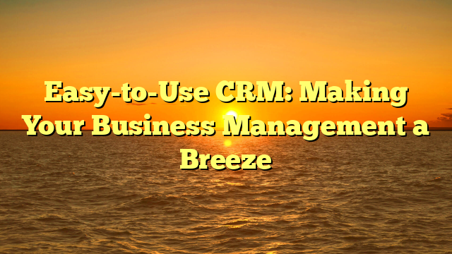 Easy-to-Use CRM: Making Your Business Management a Breeze