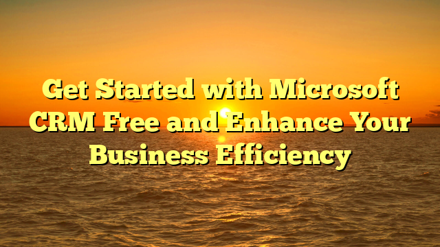 Get Started with Microsoft CRM Free and Enhance Your Business Efficiency
