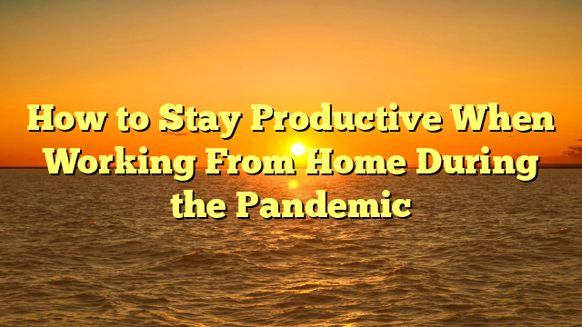 How to Stay Productive When Working From Home During the Pandemic