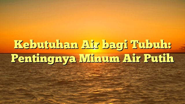 Kebutuhan Air bagi Tubuh: Pentingnya Minum Air Putih