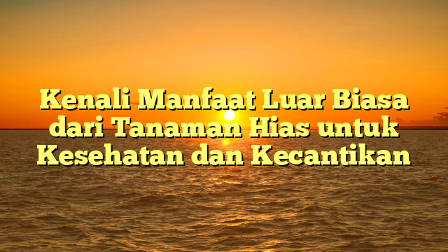 Kenali Manfaat Luar Biasa dari Tanaman Hias untuk Kesehatan dan Kecantikan