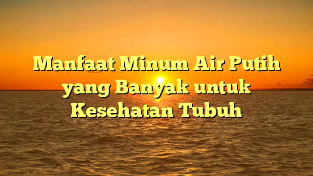 Manfaat Minum Air Putih yang Banyak untuk Kesehatan Tubuh