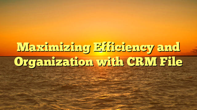 Maximizing Efficiency and Organization with CRM File