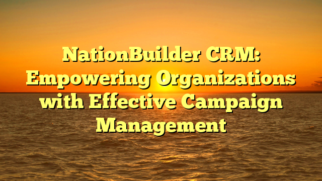 NationBuilder CRM: Empowering Organizations with Effective Campaign Management