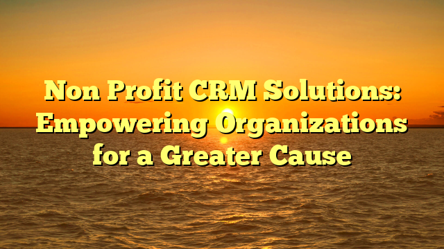 Non Profit CRM Solutions: Empowering Organizations for a Greater Cause