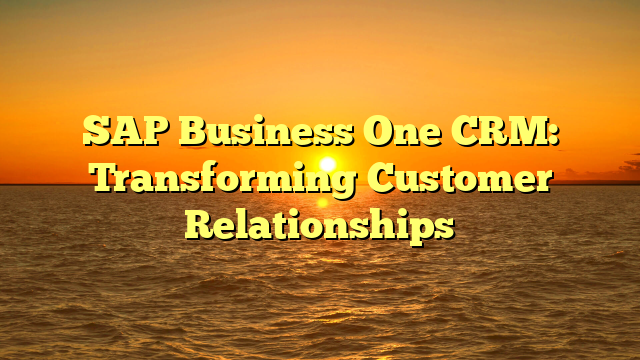 SAP Business One CRM: Transforming Customer Relationships