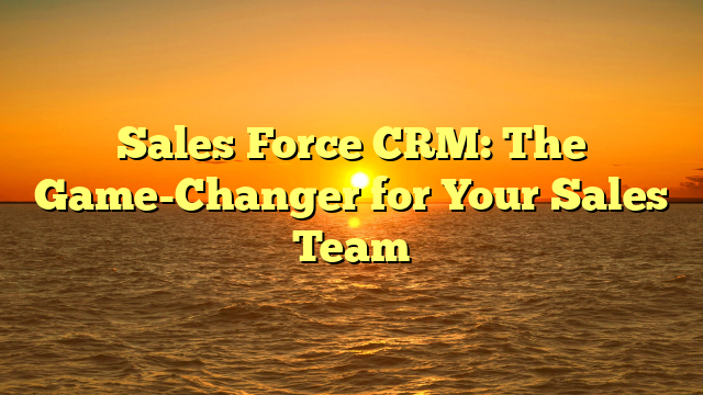 Sales Force CRM: The Game-Changer for Your Sales Team