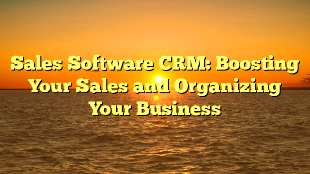 Sales Software CRM: Boosting Your Sales and Organizing Your Business