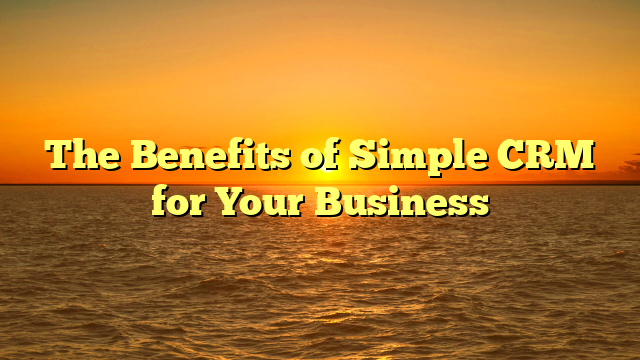 The Benefits of Simple CRM for Your Business