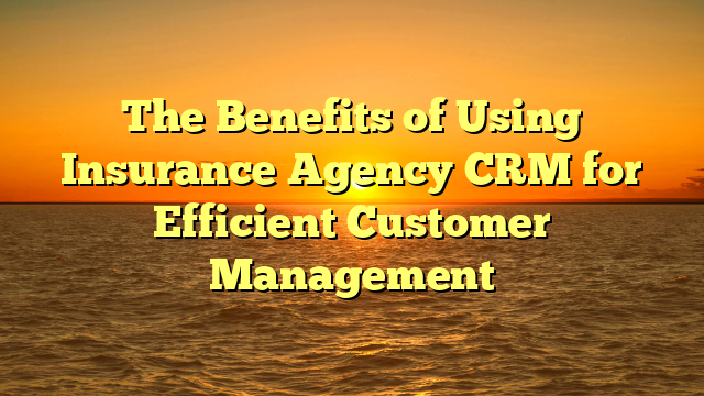The Benefits of Using Insurance Agency CRM for Efficient Customer Management