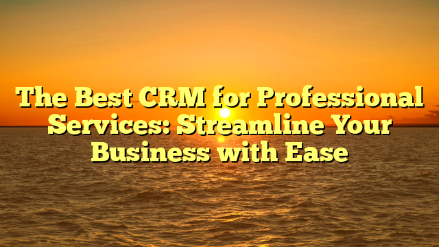 The Best CRM for Professional Services: Streamline Your Business with Ease