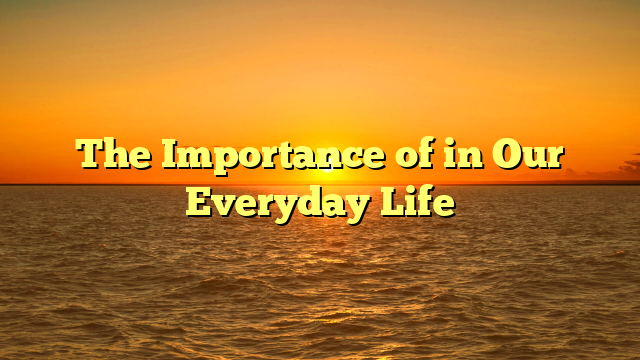 The Importance of  in Our Everyday Life