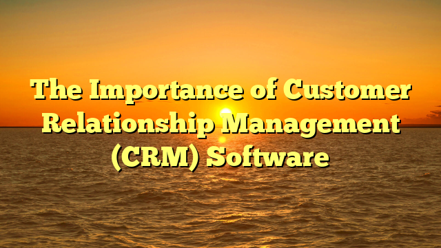 The Importance of Customer Relationship Management (CRM) Software