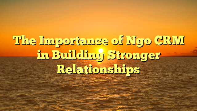 The Importance of Ngo CRM in Building Stronger Relationships