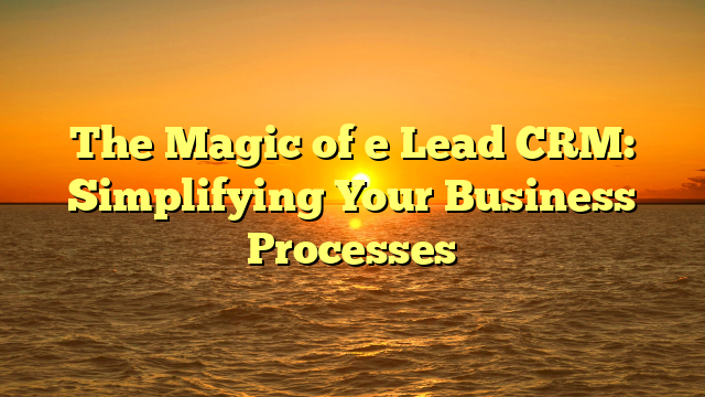 The Magic of e Lead CRM: Simplifying Your Business Processes