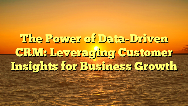 The Power of Data-Driven CRM: Leveraging Customer Insights for Business Growth