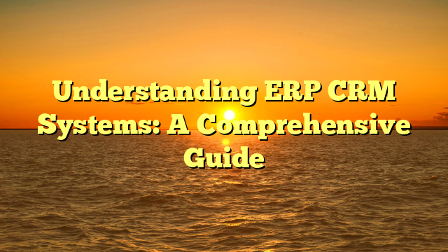 Understanding ERP CRM Systems: A Comprehensive Guide