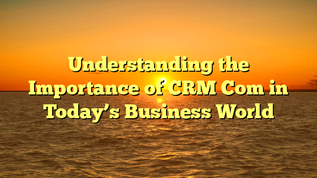 Understanding the Importance of CRM Com in Today’s Business World