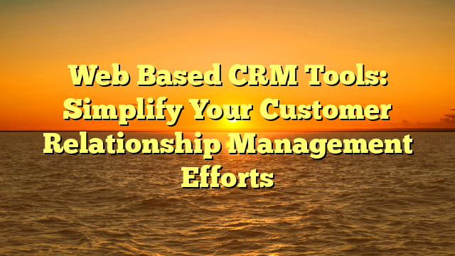 Web Based CRM Tools: Simplify Your Customer Relationship Management Efforts