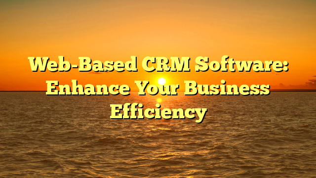 Web-Based CRM Software: Enhance Your Business Efficiency