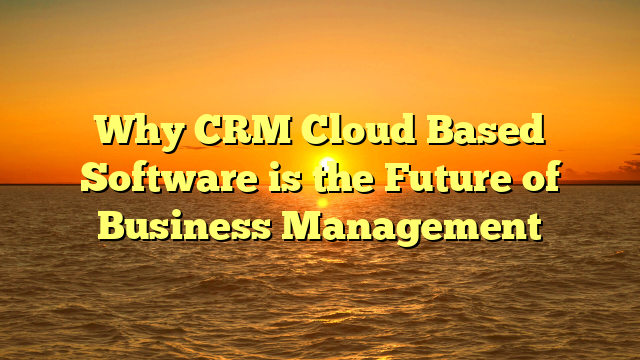 Why CRM Cloud Based Software is the Future of Business Management