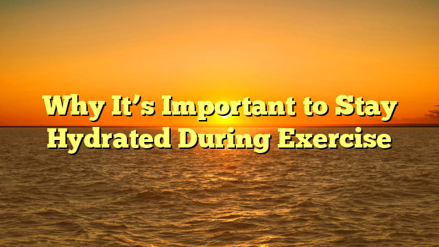 Why It’s Important to Stay Hydrated During Exercise