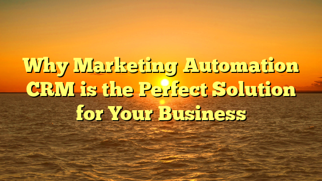 Why Marketing Automation CRM is the Perfect Solution for Your Business