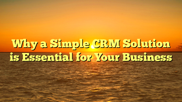 Why a Simple CRM Solution is Essential for Your Business